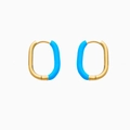 Goldene Creolen aus Edelstahl mit himmelblauer Emaille und minimalistischer U-Form - Gold + Blaues Email