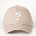 Beigefarbene Baseballkappe mit Kokosnussbaum-Print, verstellbarer Riemen und Sonnenschutz - Einheitsgröße / Hellbeige