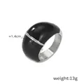 British style geometric ring in silver steel with black drip oil finish, 1.4cm wide - US 6 / Steel Black