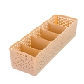 Beigefarbener stapelbarer 5-Fächer Organizer aus Kunststoff für Socken und Unterwäsche - Khaki