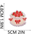 Detailed size view of pink strawberry cake embroidery patch with precise dimensions - Strawberry Cake