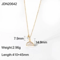 Gold stainless steel fishtail necklace with white pearl pendant on a clean white background - Fish Tail Pearl Necklace (JDN20642)