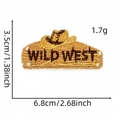 Detail view of embroidered cowboy hat patch showing dimensions 3.5x6.8cm and 1.7g weight - Wild West Cowboy Hat