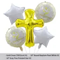 Doop ballonnenset met gouden kruis, Mi Bautizo ballonnen en grijze sterren van folie - Kruis Wit Ster