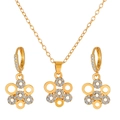 Golden butterfly jewelry set with sparkling rhinestones and interlocking rings - Gold Linked Rings Style (8823)