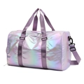 Gradient travel bag in purple iridescent finish with large capacity and shoe compartment - Holographic Purple