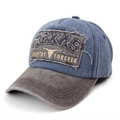 Casquette de baseball délavée vintage avec broderie Texas et visière contrastée - Réglable / Bord Café Casquette Marine