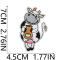 Cartoon cow embroidery patch measuring 7cm by 4.5cm on a clean white background - Sideways Standing Cow (13号)