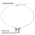 Collar con colgante de lazo de acero inoxidable plateado con cadena ajustable fina - Collar Con Colgante de Lazo (JDNW2401004-S) / Plateado