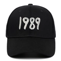 Berretto da baseball in cotone nero con ricamo 1989 bianco e design classico a sei pannelli - Nero