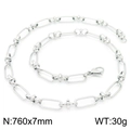 Collana in acciaio inossidabile argento con maglie geometriche e chiusura a moschettone - Argento 760x7mm(KN228503-Z)