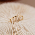 Minimalist gold titanium steel ring with three clear cubic zirconia stones - Ultra-thin Three Stones