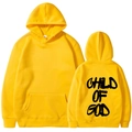 Men's bright yellow hoodie with black Child of God back print and front pocket - S / Yellow