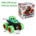 Green inertial 4WD off-road toy car with graffiti print and anti-slip tires - Green (Boxed)