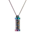 Rainbow stainless steel perfume bottle pendant necklace filled with colorful glass beads - Colorful Hematite Beads