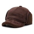 Gorro de aviador de invierno para hombre en ante marrón con forro cálido de sherpa - Talla única / café