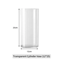 Transparent acrylic cylindrical flower vase for water culture measures 12x25 cm - Transparent Cylindrical Vase (12*25cm)