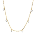 Collana in acciaio inossidabile placcata oro 18K con pendenti in cristallo tondi - Collana in Zirconia Bianca