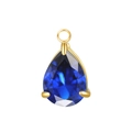 Pear-shaped dark blue zircon pendant with gold-plated stainless steel setting - Steel Color Setting / Sep Sapphire Blue (Nano)