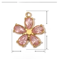 Detailed size chart of pink zircon flower pendant in stainless steel with 15mm dimensions - Gold Pink Zirconia Large Flower