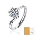Adjustable S925 silver moissanite ring with six-claw setting and GRA certificate - R10722 Moissanite Style / 1 Carat / 6.5mm (With GRA Certificate)