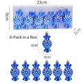 Set de 6 adornos navideños con forma de caramelo azul en espiral y detalles de purpurina blanca - Juego de 6 / Azul