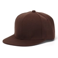 Casquette snapback marron foncé en sergé avec visière plate et design 6 pans - Brun Foncé