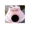 Pink kids sun visor hat with solar powered fan and cute 3D bunny decoration - Solar Fan Style / Ice Silk Animal Solar Fan-Pink Rabbit