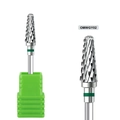 Macro detail of alloy carbide nail drill bit with green ring and cutting edge - Green Ring Coarse Texture Drill Bit (OMWGY02)