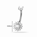Titanium flower navel ring with cubic zirconia inlay and 0.84cm daisy pendant - Sunflower Design (T2521-6#) / Silver