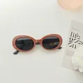 Fashionable oval-frame kids sunglasses in dusty pink with UV400 protection lenses - Brown