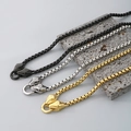 Three men's punk snake-head chain necklaces in black, silver, and gold finishes - Snake Head Style / Steel