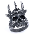 Punk-Totenkopfring in Antik-Silber mit gotischen Kronenstacheln auf weißem Hintergrund - US 7 / Vintage Silber(19105)