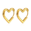 Minimalistische gouden hart-oorringen met gepolijste afwerking en scharniersluiting - Goud