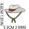 Size measurement of the white and brown embroidered cowboy hat patch with dimensions - White Western Straw Hat Style (No.15)