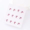 Pink rhinestone dolphin stud earrings set of 6 pairs on display card - 6 Pairs Set / Pink (Red)