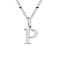 Elegant stainless steel satellite chain necklace with silver initial P letter pendant - Letter P / Silver