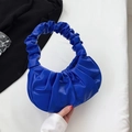 Minimalist klein blue ruched handbag with high-quality pleated faux leather finish - Sapphire Blue