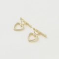 14k gold plated heart shaped toggle clasp with granular texture for DIY jewelry making - 14K Peach Heart OT Clasp - 4Pcs/Pack