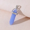 Natural purple amethyst hexagonal prism crystal pendant with silver metal bail clasp - Synthetic Blue Jade