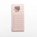 Pink cartoon bear sticky note pad with checklist and heart checkboxes for task management - Pencil Bear