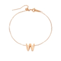 Cavigliera minimalista in acciaio inossidabile oro rosa con ciondolo lucido lettera W - W-Oro Rosa