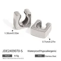 Detailed view of polished stainless steel ear cuff with dimensions and product specifications - Silver Square Ear Cuff(JDE2409070-S)