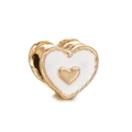 Detail of heart-shaped charm with gold plating and white enamel for DIY jewelry making - KC Gold White