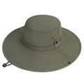 Army green wide brim outdoor sun hat with adjustable drawstring and breathable vents - Dark Green