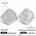 Orecchini quadrati in acciaio inossidabile argento con trama irregolare e impermeabili - Stile Pieghettato Quadrato (EH11721S) / Argento