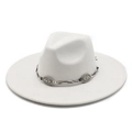 Détail de chapeau de cowboy en daim blanc avec cordon tressé et ornements argentés - M (56-59cm) / Daim Blanc Lait