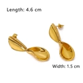 Golden titanium steel earrings with irregular double-layered wave design, 4.6cm length - Double-Layer Rippled Petal Style (NB-E1391)