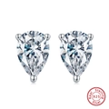 Sparkling pear cut cubic zirconia stud earrings in real 925 sterling silver settings - APE61-P-Silver Pear Zircon