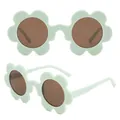 Flower-shaped mint green party sunglasses with brown lenses for girls and women - P2-Matte Light Green Frame
